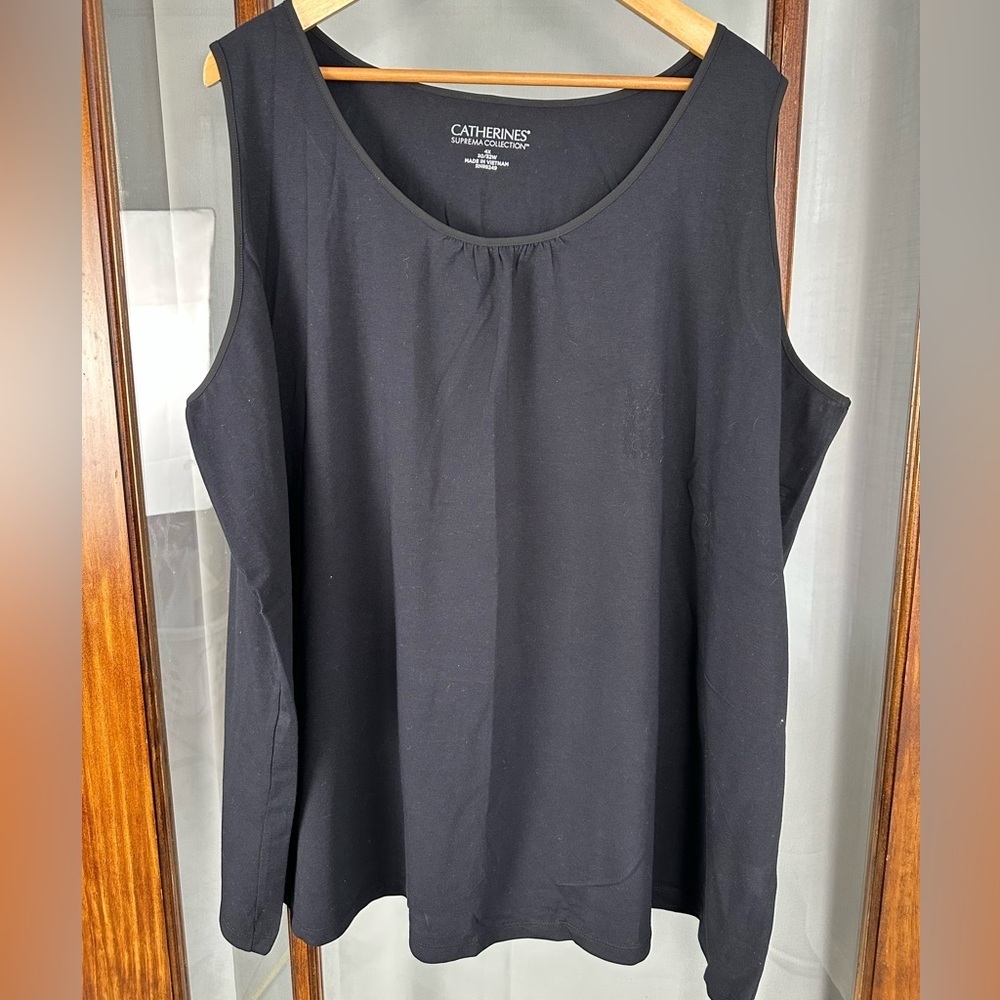 Catherines Suprema Collection Womens Tank Top Black Plus Size 4X 30/32W